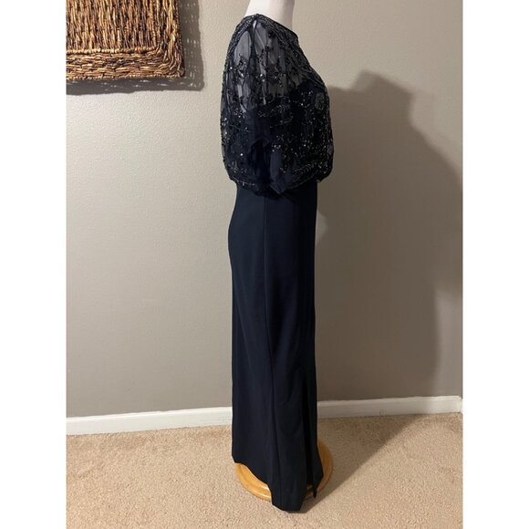Aidan Mattox Dress 4 Blue Sequin Formal Long Maxi Cruise Party Wedding $450 NEW - Picture 8 of 16